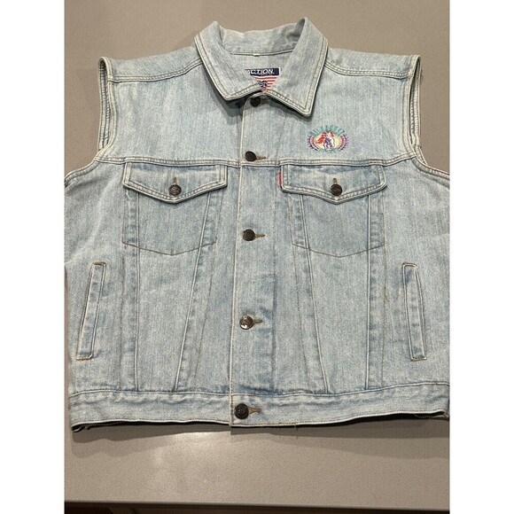 Vintage Wildhorse Saloon Embroidered Jean Jacket Vest  Nashville Size Small - Picture 4 of 6